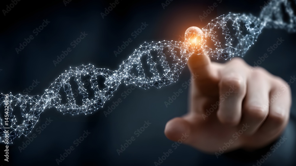 Aufkleber research scientist manipulating gene control via touch interface in a modern laboratory environment