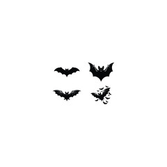 A silhouette of bat in vector on a white background