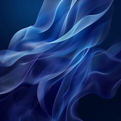 Fototapeta premium Abstract flowing blue and light blue smoke, fabric, or light waves on a dark background. Ethereal, serene, and dynamic movement. Imaginative. 