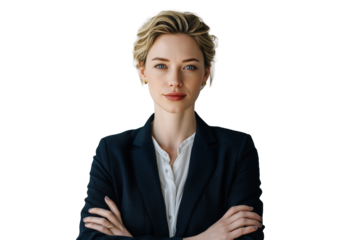 Confident businesswoman with arms crossed PNG with a transparent background

