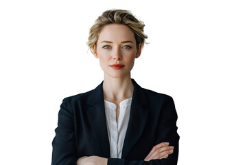 Confident businesswoman with arms crossed PNG with a transparent background

