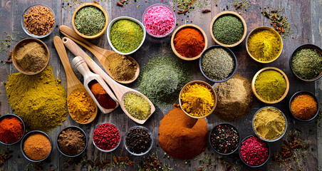 Composition with assortment of spices and herbs