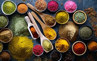 Composition with assortment of spices and herbs