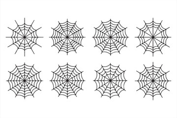 Fototapeta premium Creepy and Spooky Spider Web Designs in Black Outline for Halloween