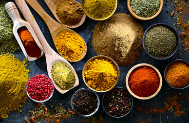 Composition with assortment of spices and herbs