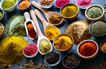 Composition with assortment of spices and herbs