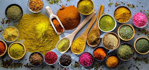 Composition with assortment of spices and herbs