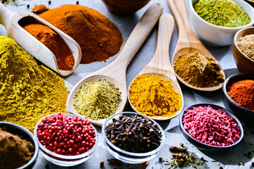 Composition with assortment of spices and herbs