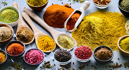 Composition with assortment of spices and herbs