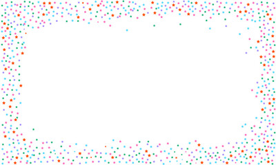 Stars confetti border in colorful festive style &ndash; horizontal vector frame for party invitations, greeting cards, and celebration designs.