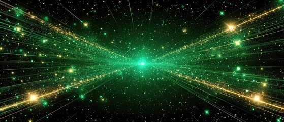 Cosmic green and gold explosion