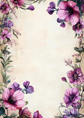 Wildflowers arranged beautifully against a textured background in natural light during springtime, generative ai