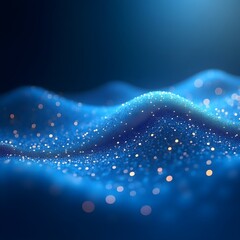 Dynamic blue wave pattern created with dots and light effects showcases a modern digital aesthetic in a sleek design