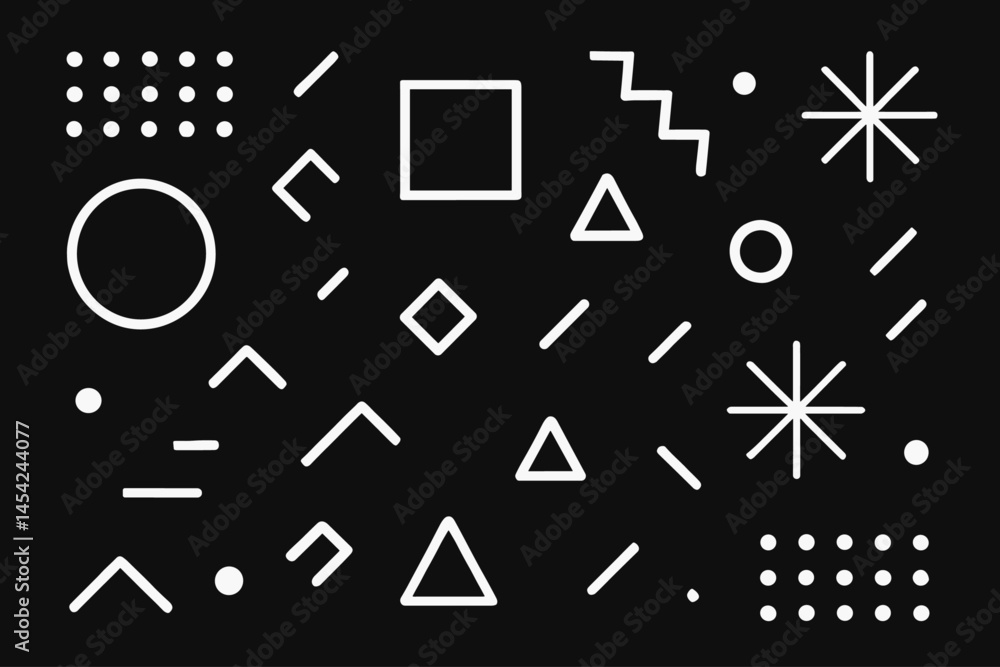 Sticker abstract geometric shapes pattern on black background
