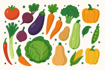 Fototapeta premium Assorted Fresh Vegetables vector illustration
