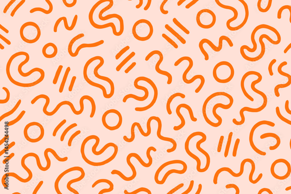 Poster abstract orange squiggle pattern on light background
