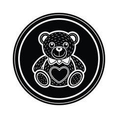 circular icon teddy bear heart combo vector art