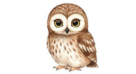 Naklejka premium Adorable watercolor owl illustration with big captivating eyes on white background