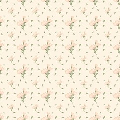 Seamless pattern with pink flowers