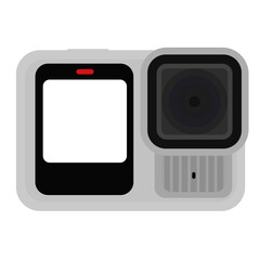 Compact Action Camera White Illustration - 4K Sports Cam Vector Design without background with blank screen
