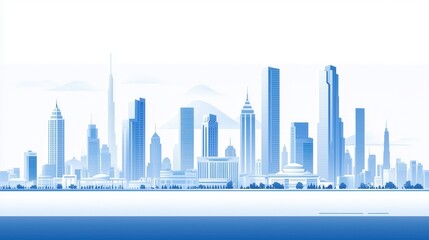 Fototapeta premium Blue City Skyline