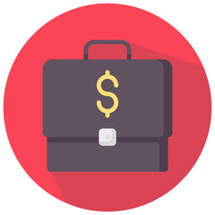 briefcase vector round flat icon