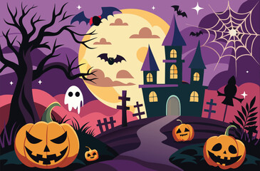 Scary Haunted House Halloween Art