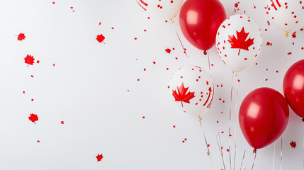 Canada Day Balloons and Confetti Celebration Background