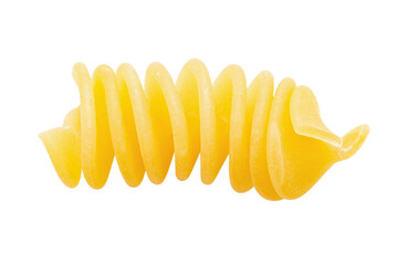 Pasta close-up. Fusilli spirale , isolated on white background. Full depth of field.
