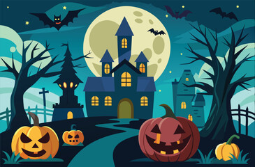 Scary Haunted House Halloween Art