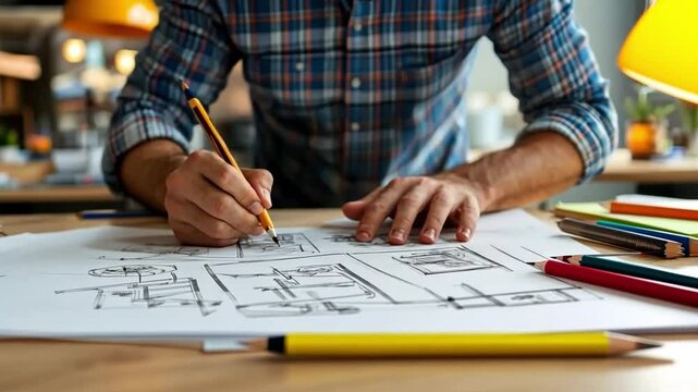 Experience the art of design. This video showcases the detailed process of creating sketches. Get inspired to unleash your own creativity. AI.