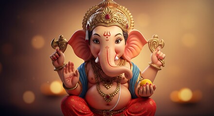 Ganesh statue golden deity serene