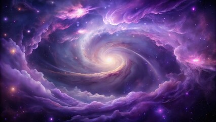 Obraz premium Swirling purple smoke nebula fractal background with intricate patterns and delicate wisps of gas and dust in a dreamy