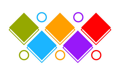 Infographic six colorful squares and circles promote your business.