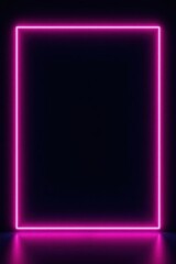Vibrant Pink Neon Rectangular Frame Glowing in Dark Setting Ideal for Presentation Background