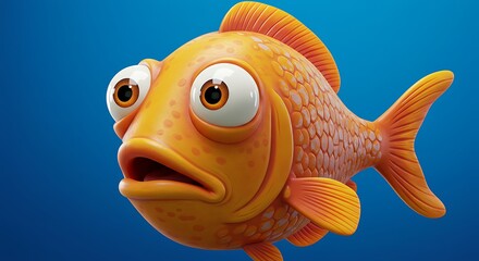 Naklejka premium Googlyeyed gold fish with open mouth