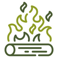 Wooden Log with Flames Illustration