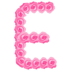 Pink Rose alphabet, letters E perfectly for wedding invitations, greeting card, logo, poster and other design