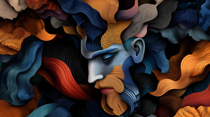 Abstract Colorful Man Face Portrait