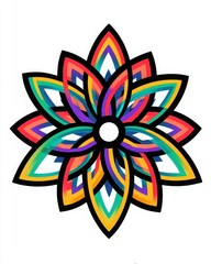 Rainbow Mandala Flower — Minimalist Illustration of Diversity and Unity