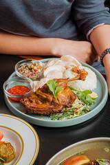 indonesian fried duck with rice