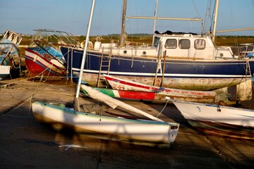 Fishing boats on the beach of Santa Luzia, Algarve, Portugal