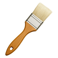 A wooden paintbrush with natural bristles isolated transparent background