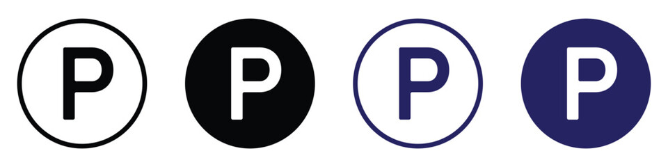 parking icon vector. car parking icon. parking location. parking station. parking point. parking place symbol. letter p sign. parking area sign. vector illustration on transparent background.