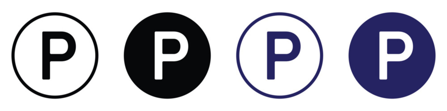 parking icon vector. car parking icon. parking location. parking station. parking point. parking place symbol. letter p sign. parking area sign. vector illustration on transparent background.