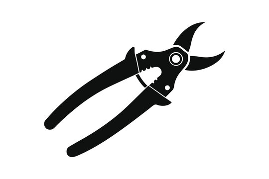 black garden shears on white background clip art preview