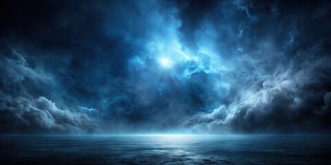 Moody night sky with a dark blue abstract background and a gradient of black