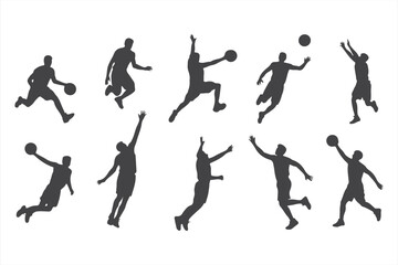 Athlete Dribbling and Shooting Basketball in Silhouette