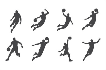 Silhouette of Basketball Player in Mid-Jump Action