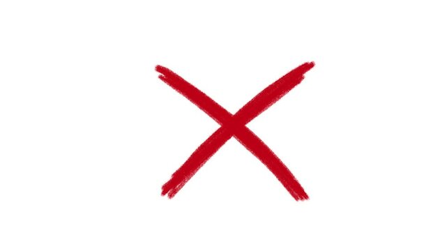 red x cross mark stroke of reject or disapprove symbol on white isolated background